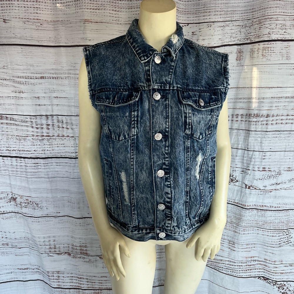 PACSUN LOS ANGELES distressed jeans vest size S